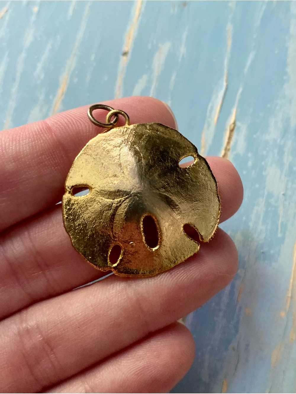 Gold Plated Sand Dollar Pendant Necklace - Women's Jewelry
